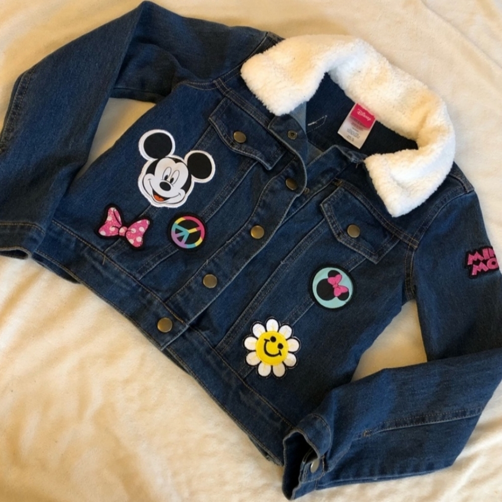 BEAUTIFUL Girl's Jeans Jacket with Shearling and Disney Patches